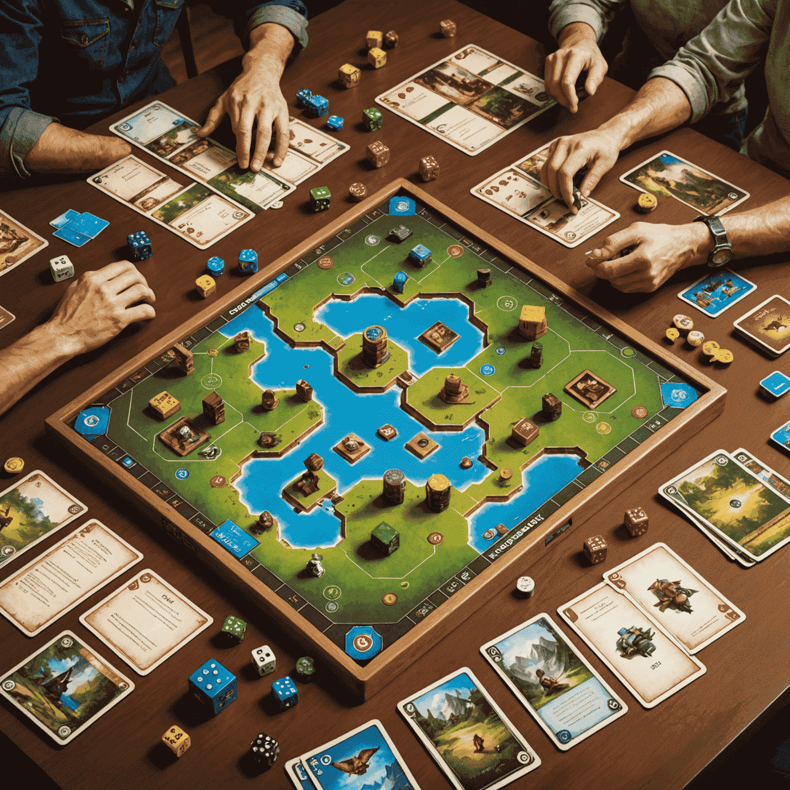 Ilustrasi menggambarkan evolusi permainan legacy, menampilkan sebuah permainan papan yang berubah seiring waktu dengan komponen yang dapat dimodifikasi dan kartu yang terbuka.