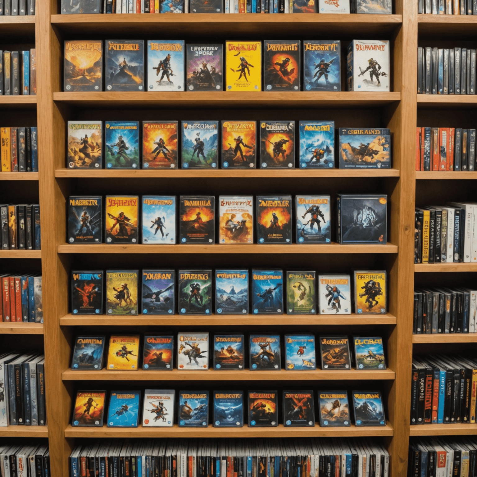 Rak permainan yang dipenuhi dengan berbagai judul permainan legacy, menunjukkan popularitas dan keragaman genre ini