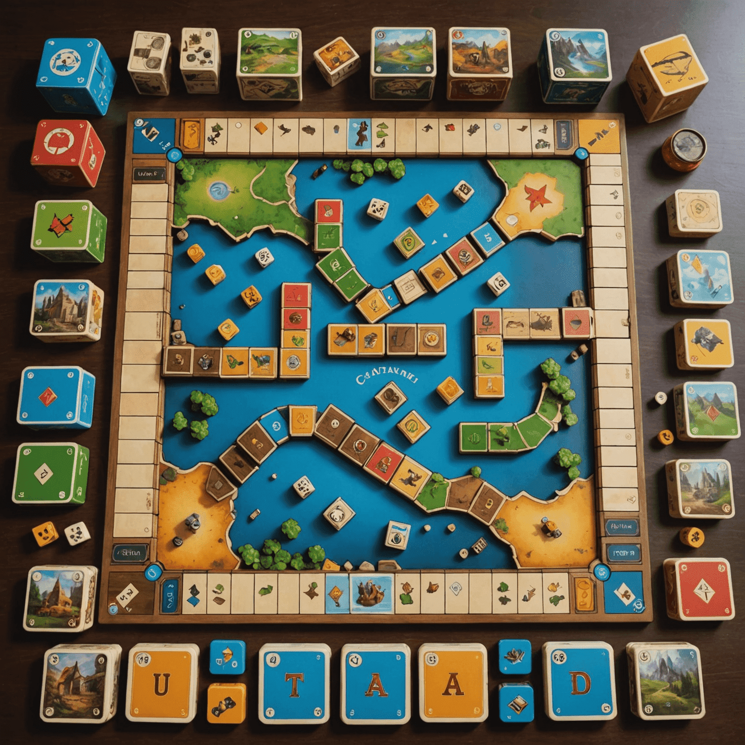 Gambar menampilkan beberapa permainan papan solo terpopuler yang tersusun rapi, dengan fokus pada komponen permainan dan petunjuk permainan untuk satu pemain.