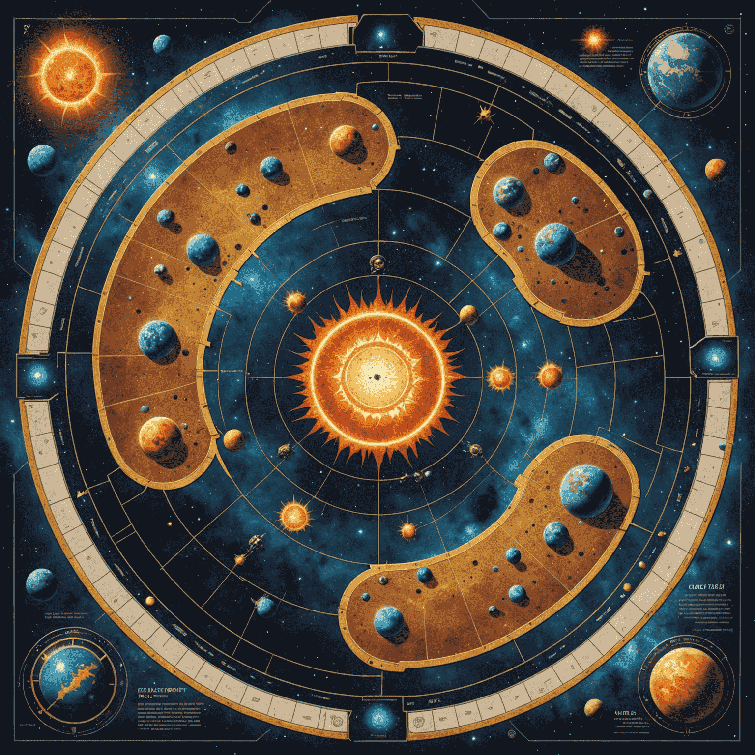 Papan permainan Beyond the Sun yang menampilkan peta galaksi